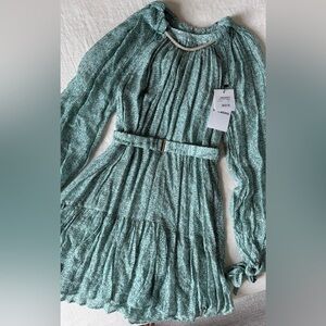 Sabina Musayev Teal Patterned Mini Dress